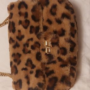 Cheetah soft fuzzy purse